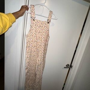 Zara Cream Floral Print Dungaree Jumpsuit